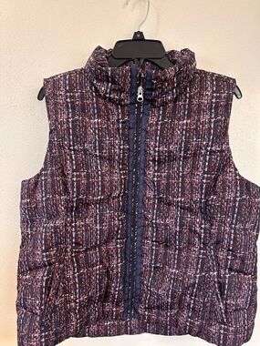 Lands' End Quilted Jacket in Black with Rust and Cream Accent